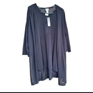 Chicos Womens Size XL Black Set Shell Tank & Cardigan Lightweight Office Career